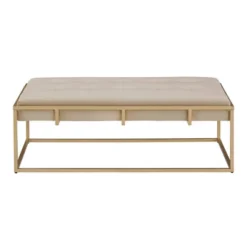 Ervyn Gold Finish Velvet Button Tufted Cocktail Ottoman - Inspire Q -Furniture Store GUEST 32d7ece2 0fc7 4169 8c09 1f0e1522d278