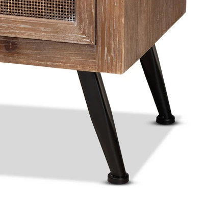 Calida Wood And Rattan 3 Drawer Storage Cabinet Brown - Baxton Studio 7 Calida Wood And Rattan 3 Drawer Storage Cabinet Brown - Baxton Studio - Image 5