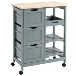 HOMCOM Rolling Kitchen Island Cart, Bar Serving Cart, Compact Trolley On Wheels With Wood Top, Shelves & Drawers For Home Dining Area -Furniture Store GUEST 3485f7ad 7c8a 40a0 9070 6c5181505d5d