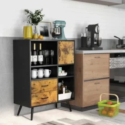 Costway Industrial Buffet Sideboard Storage Cabinet Organizer Cupboard With Cubbies Drawers -Furniture Store GUEST 353f1a8b 0367 4dbf 9a9a 23970361fb69