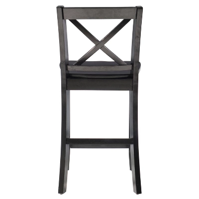 24" Torino X Back Wood Counter Height Barstool - Black - Linon 6 24" Torino X Back Wood Counter Height Barstool - Black - Linon - Image 4