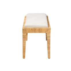 Sofia Rattan And Mahogany Wood Bench White/Natural Brown - Baxton Studio -Furniture Store GUEST 35a959f7 d2d6 41e1 abac f2544de8c0b3