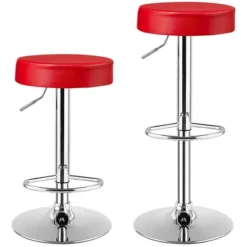 Costway Set Of 2 Round Bar Stool Adjustable Swivel Pub Chair W/ Footrest WhiteRedBlack -Furniture Store GUEST 36165cf6 cd5f 4d09 8cce b077925b6b99