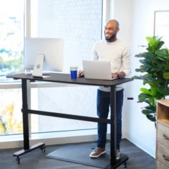 Tranzendesk Standing Desk With Clamp-On Shelf - 55" Sit To Stand Workstation With 55” Monitor Stand - White - Stand Steady -Furniture Store GUEST 363ef1a7 35cf 4bd6 a3ab e064a94f49a2