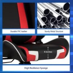 Costway Gaming Desk & Chair Set Z-Shaped Racing Style Desk With Massage Swivel Gaming Chair -Furniture Store GUEST 368c28d2 d11a 47f9 81a8 95acaa7a3d2b