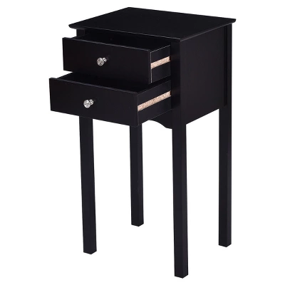 Costway Side Table End Accent Table Night Stand W/ 2 Drawers Furniture Black 10 Costway Side Table End Accent Table Night Stand W/ 2 Drawers Furniture Black - Image 8