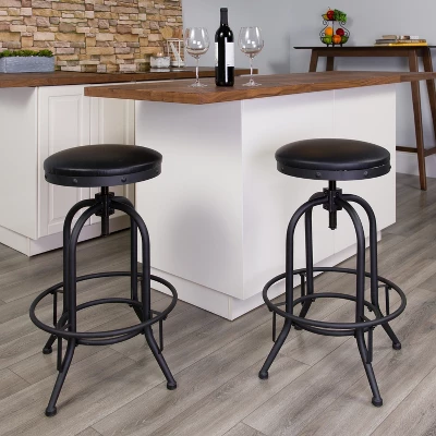 Flash Furniture Rachel 2 Pack 30'' Barstool With Swivel Lift Black LeatherSoft Seat 3 Flash Furniture Rachel 2 Pack 30'' Barstool With Swivel Lift Black LeatherSoft Seat