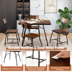 Costway Dining Table Set 5-Piece Kitchen Dining Table Set Rectangula For 5 W/Metal Frame -Furniture Store GUEST 379a612f 2dce 4772 affb b97f5ebcdaa3