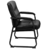 HERCULES Series 500 Lb. Capacity Big & Tall Black Leather Executive Side Chair With Sled Base - Flash Furniture
