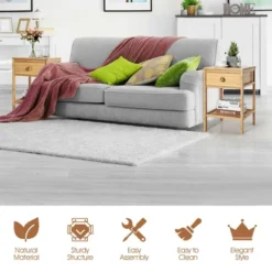 Costway 2PCS Bamboo Nightstand Natural Side End Table W/Drawer For Living Room Bedroom -Furniture Store GUEST 38f22b30 0ff2 44fe 8c93 7d808064a533