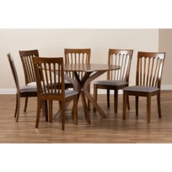 7pc Dining Set Wood And Lore Fabric Upholstered And Wood Gray/Walnut - Baxton Studio 15 7pc Dining Set Wood And Lore Fabric Upholstered And Wood Gray/Walnut - Baxton Studio -Furniture Store GUEST 393e6a57 0e21 477c 800e c4e2880d5dc2