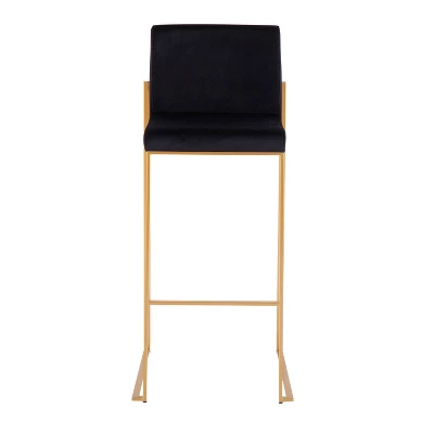 Set Of 2 Fuji High Back Stainless Steel/Velvet Barstools With Gold Legs - LumiSource 7 Set Of 2 Fuji High Back Stainless Steel/Velvet Barstools With Gold Legs - LumiSource - Image 5