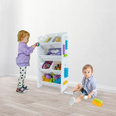 UNiPLAY Toy Organizer With 6 Removable Storage Bins And Block Play Panel, Multi-Size Bin Organizer 4 UNiPLAY Toy Organizer With 6 Removable Storage Bins And Block Play Panel, Multi-Size Bin Organizer - Image 2
