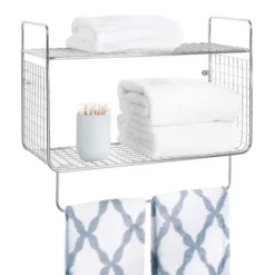 MDesign 2 Tier Storage Organizer Bath Shelf With Towel Bar, Wall Mount -Furniture Store GUEST 3af777fc c3f9 42c6 ba0b d1757fdda39e