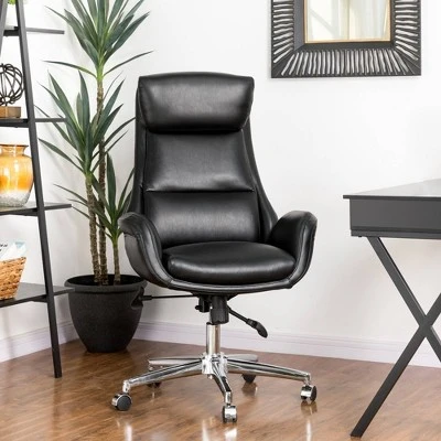 Mid-Century Modern Air Leatherette Adjustable Swivel High Back Office Chair - Glitzhome 3 Mid-Century Modern Air Leatherette Adjustable Swivel High Back Office Chair - Glitzhome