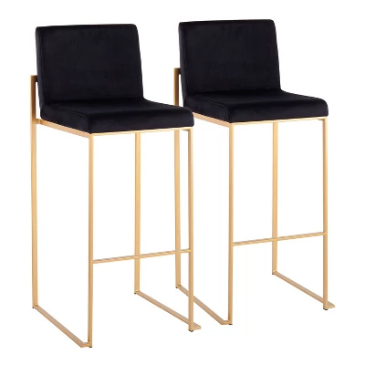 Set Of 2 Fuji High Back Stainless Steel/Velvet Barstools With Gold Legs - LumiSource 11 Set Of 2 Fuji High Back Stainless Steel/Velvet Barstools With Gold Legs - LumiSource - Image 9