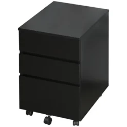 HOMCOM 3 Drawer Storage Cabinet, Mobile Desk Cabinet Under Desk With Wheels, Printer Stand For Home Office, Black -Furniture Store GUEST 3b9db228 5520 4e2e b4c6 4308eb507b0c