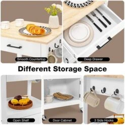 Costway Rolling Kitchen Island Cart On Wheels Bar Serving Trolley W/Drawer Cabinet BlackWhite -Furniture Store GUEST 3c48cc71 a5a4 40d0 9b43 355c1b984167