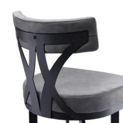 30" Natalie Faux Leather Metal Barstool Gray/Black - Armen Living 12 30" Natalie Faux Leather Metal Barstool Gray/Black - Armen Living -Furniture Store GUEST 3cab5795 37e6 482b 8ab7 cc6a87a51906