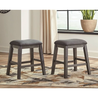 Set Of 2 Caitbrook Upholstered Counter Height Barstool Dark Gray - Signature Design By Ashley 3 Set Of 2 Caitbrook Upholstered Counter Height Barstool Dark Gray - Signature Design By Ashley
