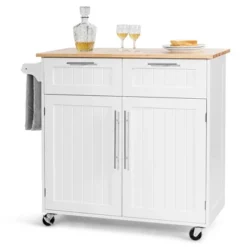 Costway Rolling Kitchen Cart Island Heavy Duty Storage Trolley Cabinet Utility White -Furniture Store GUEST 3da33040 34b0 45ee 8aea e6886299520c