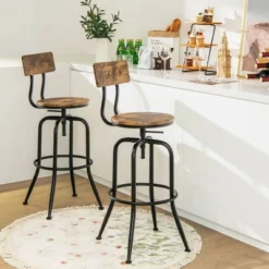 Costway Set Of 4 Industrial Bar Stool Adjustable Swivel Counter-Height Dining Side Chair -Furniture Store GUEST 3e93a6c2 b275 47eb 8366 37273982994d