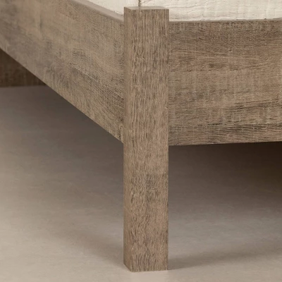 Queen Munich Platform Bed Set Weathered Oak - South Shore 5 Queen Munich Platform Bed Set Weathered Oak - South Shore - Image 3