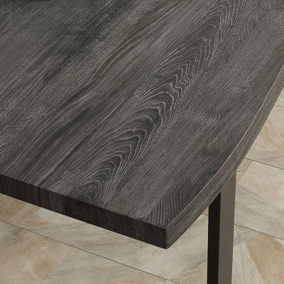 HOMCOM 63" Wavy-Edge Modern Dining Table For 6 People, Wooden Kitchen Table With Steel Legs, Rectangle Dinner Table With Strong Metal Base, Gray 6 HOMCOM 63" Wavy-Edge Modern Dining Table For 6 People, Wooden Kitchen Table With Steel Legs, Rectangle Dinner Table With Strong Metal Base, Gray - Image 4