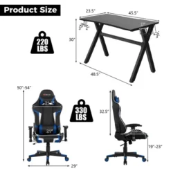 Costway X-Shaped Gaming Desk & Racing Style Massage Chair Set Home Office Black+White/Blue/Grey/Red -Furniture Store GUEST 3f6f4810 fcc8 41f9 9b88 acf5626eb94c