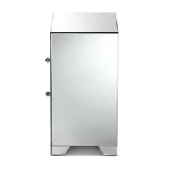 Baxton Studio Mina Mirrored 2 Drawer Nightstand Bedside Table Silver - BaxtonStudio -Furniture Store GUEST 3fcea1fa 049f 4a09 86cf d426823d4b1c