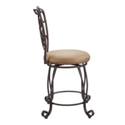 24" Genna Back Bar Counter Height Barstool Brown - Linon -Furniture Store GUEST 4028515e c730 4a14 be47 f34963b6c57e