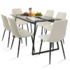 Mona+Bingo 7-Piece Black Rectangular Clear Tempered Transparent Glass Table With 6 Upholstered Side Chairs-Maison Boucle -Furniture Store GUEST 40eb6046 3399 45b3 9293 580be384a7a3