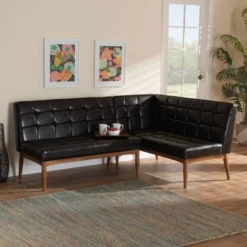 2pc Sanford Wood Dining Nook Banquette Set Brown - Baxton Studio -Furniture Store GUEST 410b7c07 9b18 48bf b77b 597f5db0fd90