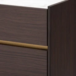 Walker Wood 5 Drawer Chest With Faux Marble Top Dark Brown/Marble/Gold - Baxton Studio -Furniture Store GUEST 4163ec23 097d 4ffe 9593 26b0232af566