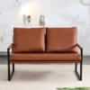 Stylish PU Leather Loveseat With 2 Pillows – ModernLuxe