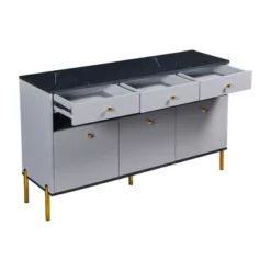 Contemporary Dressing Table With LED Lights And Marble Top, Gray - ModernLuxe -Furniture Store GUEST 41b17506 e36b 4d06 bfc8 cc7c08a16e60