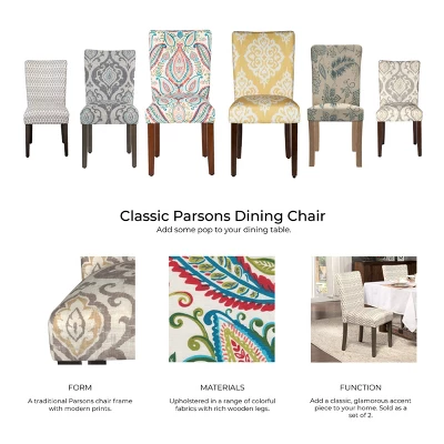 Set Of 2 Parsons Pattern Dining Chair Wood - HomePop 12 Set Of 2 Parsons Pattern Dining Chair Wood - HomePop - Image 10