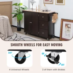 Costway Kitchen Island Cart On Wheels, Mobile Kitchen Island Rolling Island Trolley W/ 2-Door Cabinet -Furniture Store GUEST 43713208 7424 41f9 8109 0720d9ac39ef