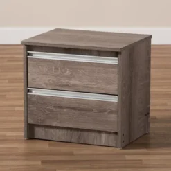 Gallia Modern And Contemporary Oak Finished 2 Drawer Nightstand Brown - Baxton Studio -Furniture Store GUEST 438a6de7 4a0b 4bad 87d2 9c7f3f1e5d01