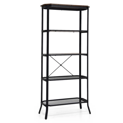 Costway 5 Tier Bookshelf Standing Storage Shelf Unit For Kitchen Living Room Office 11 Costway 5 Tier Bookshelf Standing Storage Shelf Unit For Kitchen Living Room Office - Image 9