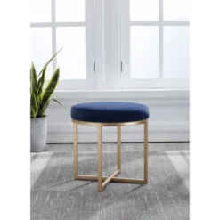 18" Round Ottoman With Metal Base - WOVENBYRD -Furniture Store GUEST 44968483 e88d 497f 9389 87cbb2aca4eb