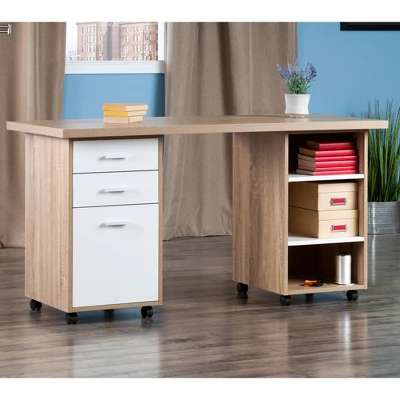3pc Kenner Set Modular Desk With 2 Drawer & 3 Shelves Reclaimed Wood - Winsome 19 3pc Kenner Set Modular Desk With 2 Drawer & 3 Shelves Reclaimed Wood - Winsome - Image 17