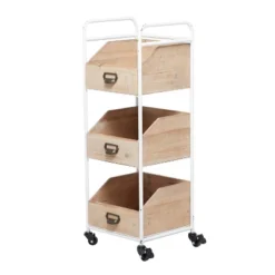 Industrial Wood Storage Cart Brown - Olivia & May