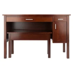 2pc Emmett Desk Set With Bench Walnut - Winsome -Furniture Store GUEST 46f8ae32 48b0 45a1 af50 b8b47b9ce9f0