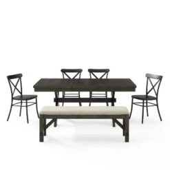 6pc Hayden Extendable Dining Set With Camille Chairs Matte Black/Slate - Crosley 23 6pc Hayden Extendable Dining Set With Camille Chairs Matte Black/Slate - Crosley -Furniture Store GUEST 4772bdcb 9ba5 4fca 83af 4fcfbc9c9694