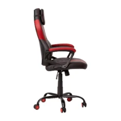 Emma And Oliver Ergonomic High Back Swivel Gaming Chair With Diamond Stitch Black Faux Leather Upholstery With Red Accent Stripes, Padded Arms -Furniture Store GUEST 47bd88f2 666e 47eb ad31 47a0916dcd65