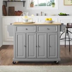 Natural Wood Top Kitchen Cart/Island Vintage Gray - Crosley -Furniture Store GUEST 47fd583b c336 443b 8a37 0ab2a00b3bab
