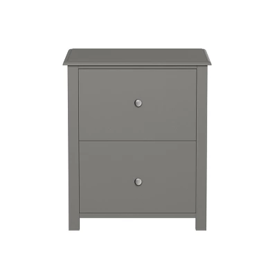 Hastings Home End Table With 2 Drawers And Silver Handles, Slate Gray 5 Hastings Home End Table With 2 Drawers And Silver Handles, Slate Gray - Image 3