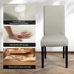 Costway Set Of 4 Fabric Dining Chairs W/Nailhead Trim -Furniture Store GUEST 4923b2eb daa2 4527 8691 27c71c17c95a