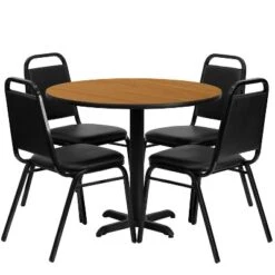 Flash Furniture 36'' Round Laminate Table Set With X-Base And 4 Trapezoidal Back Banquet Chairs -Furniture Store GUEST 497585ac afe5 4681 a2ad 80aa1fd14678 1